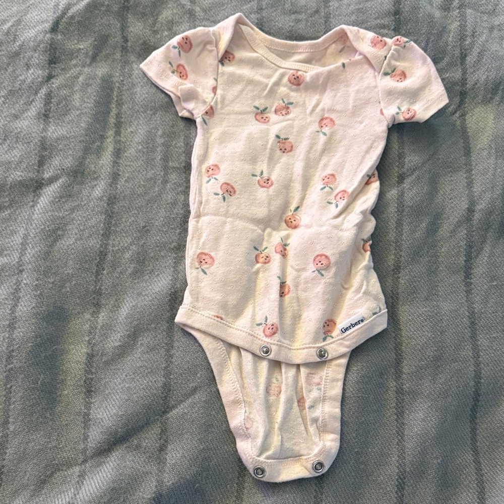 Gerber Light Pink Peach Print Infant One-Piece Bodysuit
